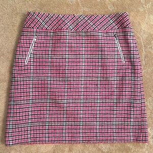 Talbots Pink Black White Houndstooth Zip-Pocket Pencil Skirt